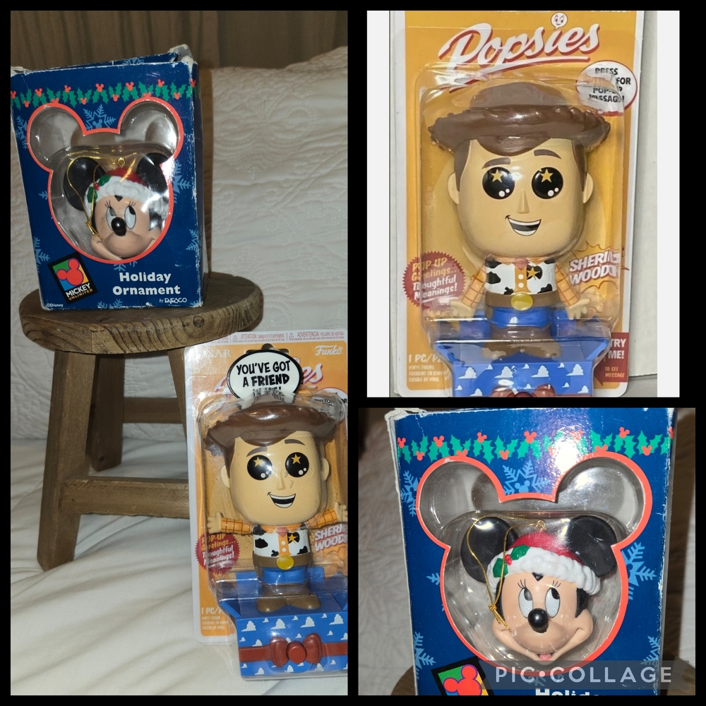 Disney Popsies Woody and Mickey Holiday Set - Brown and Black